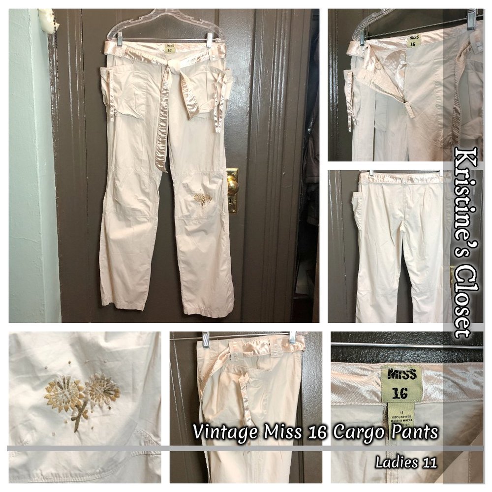 Vintage - Wide Leg Khaki Cargo Pants - Ladies Size 11